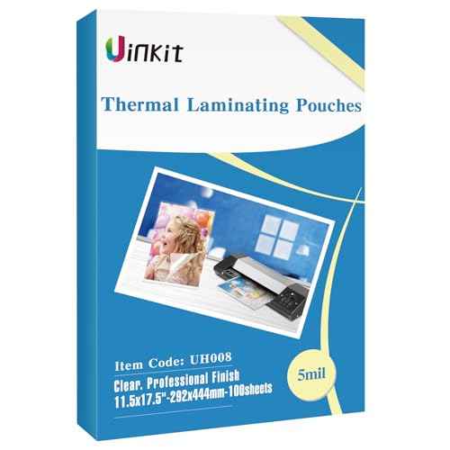 Uinkit 100Pack Thermal Laminating Sheets Hold 11x 17 Sheets 5mil Heavy Duty Laminating Pouches Menu Tabloid Size11.5X17.5 inches Lamination Sheets Paper for Laminator Clear Glossy Rounded Corner