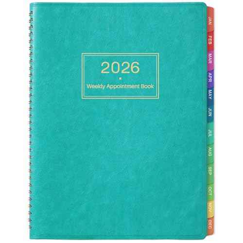 2026 Weekly Appointment Book & Planner - Large 2026 Daily Hourly Planner, JAN 2026 - DEC 2026, 8.5" x 11", Appointment Book with 15-Minute Interval, Thick Paper, Pocket, Turquoise