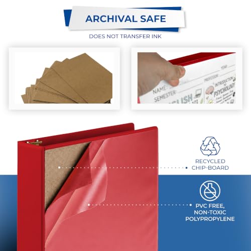 Samsill 2 Inch Red 3-Ring Binder - Durable Recycled Plastic, Customizable
