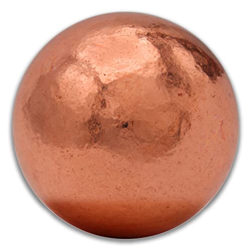 Copper Ball Paperweight with Wooden Base | 2" (50.8 mm - 1.29 lb) 99.9% Pure Solid Sphere with Certificate of Authenticity by Mint State Gold