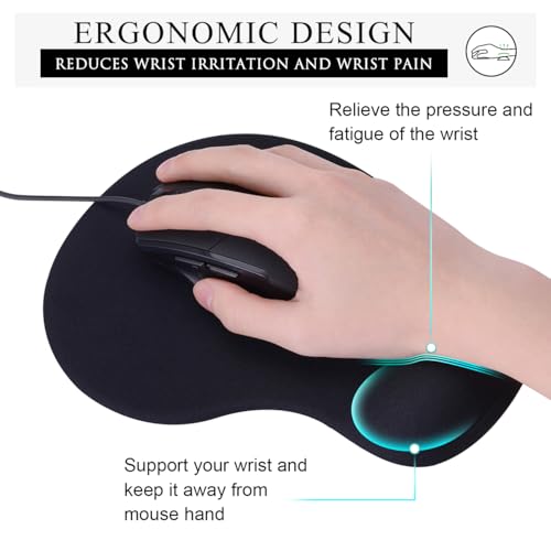 JIKIOU Ergonomic Mouse Pad with Gel Wrist Rest 2 Pack, Small Black - Variation 01Black