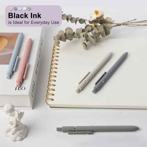 FIOVER Gel Pens, 5pcs 0.5mm Quick Dry Black Ink Fine Point Smooth Writing Pens High-End Series Ballpoint for Office School Supplies(Morandi)