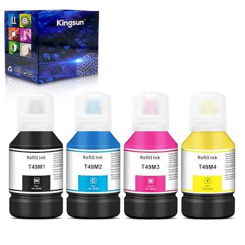 T49M Sublimation Ink T49M1 T49M2 T49M3 T49M4 Autofill ICC-Free Anti-UV for SureColor F170 F570 Sublimation Printers (140ml, BK,C,M,Y)