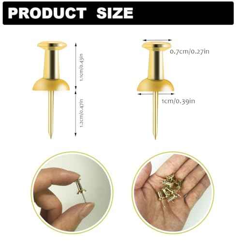 100Pcs Push Pins Gold, Stick Pins for Bulletin Board, Poster Pins, Double Headed Picture Hanging Nails, Pins for Wall £¨Gold£©