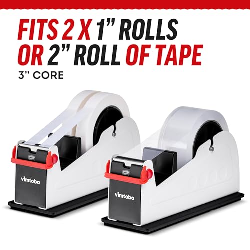 Heavy Duty 2-Inch Desktop Tape Dispenser — Dual 1-Inch Rolls, Non-Slip Base (Brand: Vimtoba) - Variation 1