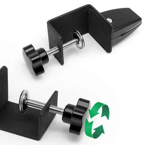 4-Pack Sneeze Guard Clamps for 1/8"" to 1"" Thick Panels, Adjustable Desk Partition Clips, Easy-to-Install Desk Privacy Panel Clips, Ideal for Office and Home Use, Black, 8HY-I0K-JXP340