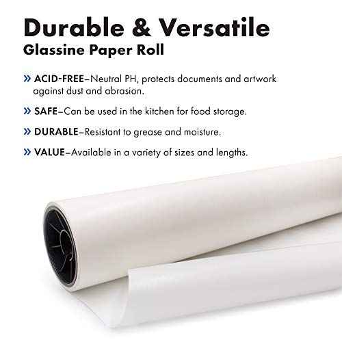Acid-Free with a Neutral PH | Protects Art & Photographs | Glassine Paper Roll | 24 inches x 150 feet | by Paper Pros