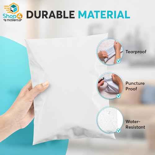 Shop4Mailers 10 x 13 Glossy White Plastic Self Seal Poly Mailer Flat Bags Waterproof Shipping Envelope 1.7 Mil for Apparel, Clothes, Shirts, Books ? Permanent Adhesive Seal (500 Pack)
