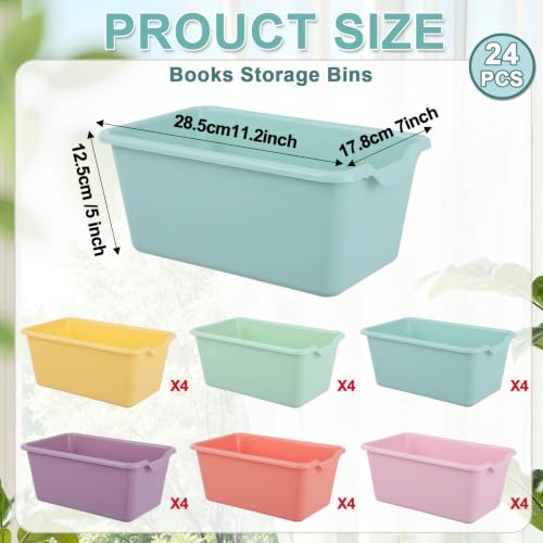 Pastel 24 Pack Plastic Cubby Bins for Classroom & Home Organization
