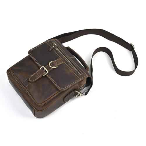 Mens Genuine Leather Satchel Sling Messenger Shoulder Cross body Bag Flap Over Tote Business Briefcase