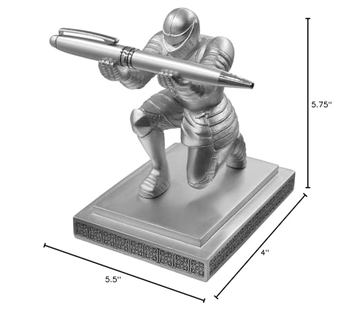 Aurueda Executive Knight Pen Holder Personalized Desk Accessories Fancy Kneeling Knight Pen Holder for Desk