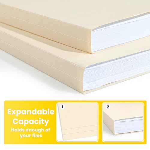 SUNEE File Folders, 30 Pack Manilla Folders 8.5 x 11, 1/2 Cut Tab for Easy Labeling and Organization, Durable Standard Paper for Home, Office, School Filing