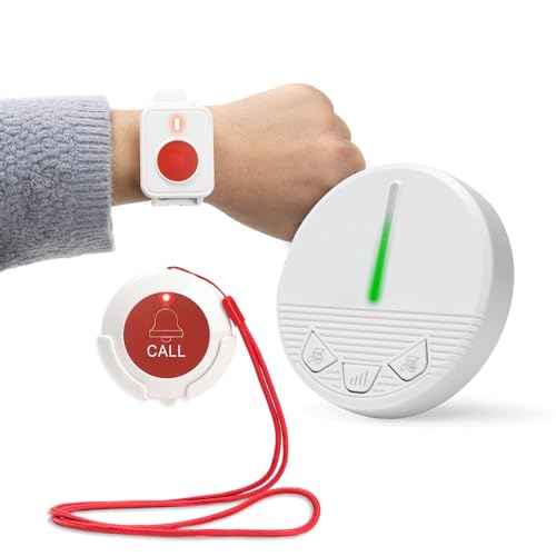 Life Alert Systems for Seniors Caregiver Pager Call Button SOS Button Alert Button for Seniors Elderly at Home 1 Plugin Receiver 1 Waterproof Transmitter 1 Watch Button