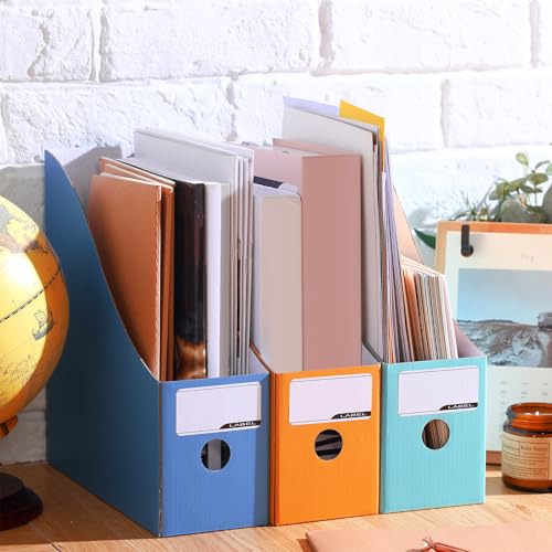 Colarr Bright Color 12 Pack Cardboard Magazine File Holders & Book Bins
