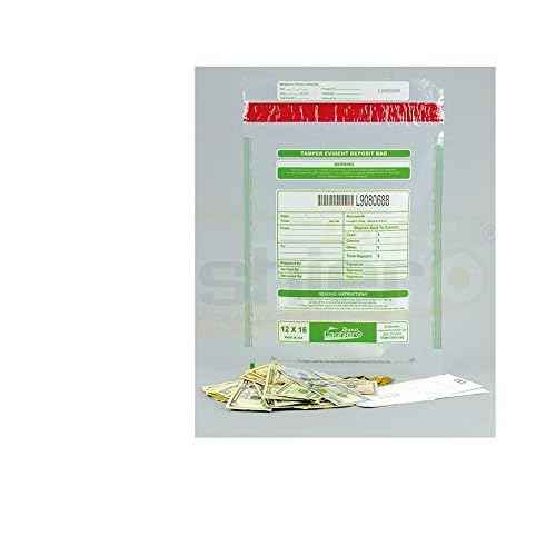 100 Tamper Evident Bank Deposit Bags ? 12" x 16" Clear Security Bags with Serialized Numbering, Barcode, and Press & Seal VOID Closure ? Cashier Depot ? 100 Count
