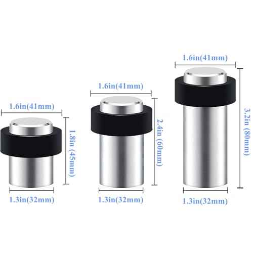 10 Pack Door Stop Floor Mount Door Stopper Stainless Steel Rubber Door Stop Height 2.4" for Home Office Hotel etc