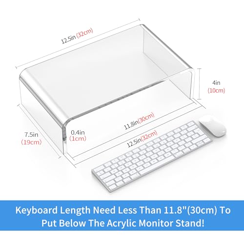 Acrylic Monitor & Laptop Stand Riser - Clear Computer & Laptop Stand for Desk - Compatible with iMac, MacBook & All Notebooks - White Aesthetic Decoration for Office & Home