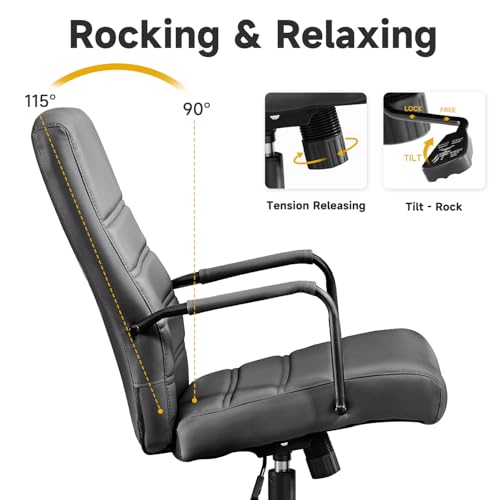 Office Desk Chair Leather, Conference Room Chairs with Wheels, Modern