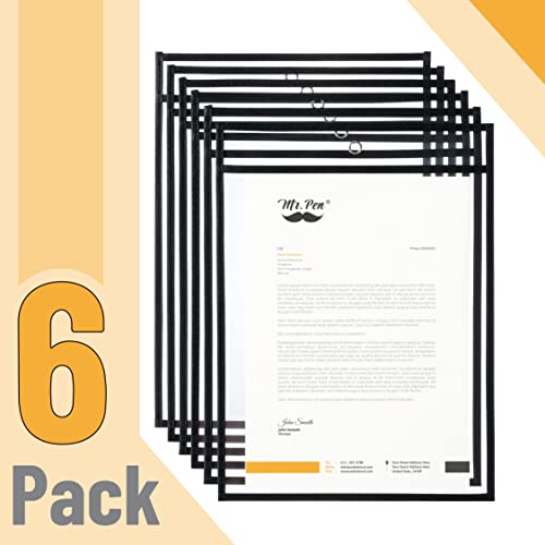 Mr. Pen Reusable Dry Erase Pocket Sleeves 10.2 x 14 Black, 6 Pack