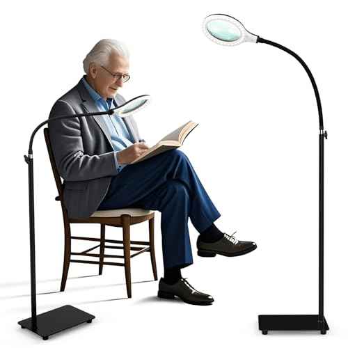 Magnifying Glass with Light and Stand,Hands Free Magnifying Lamp with Flexible Gooseneck,Dimmable Magnifier for Reading Repair Close Work Craft