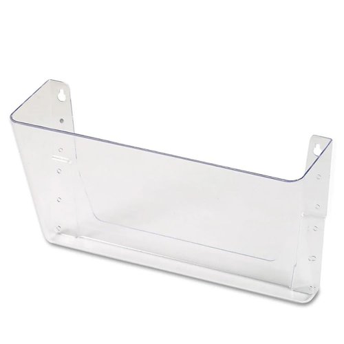 1InTheOffice Clear Wall File Holder, Mounted Single Pocket, Letter Size, Expandable, Plastic
