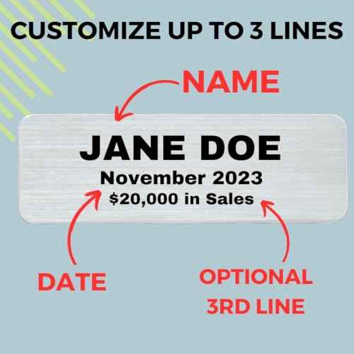 1x3 Personalized, Custom Engraved Name Plate Plaque, Gold or Silver Flexi-Brass Metallic Finish with Adhesive Backing, (Silver)