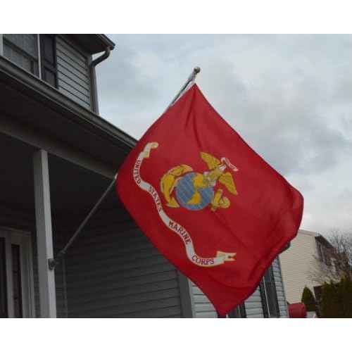 Valley Forge, US Marine Corps Flag, Nylon, 3'x5', 100% Made in USA, Canvas Header, Heavy-Duty Brass Grommets