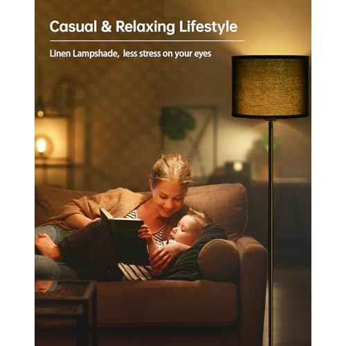Floor Lamp Black, Standing Lamp, 58" Tall Lamps for Living Room, Simple Pole Lamp with Black Lampshade, On/Off Foot Pedal, Bright Dimming Light for Kids Room Bedroom Office Decor(Without Bulbs)
