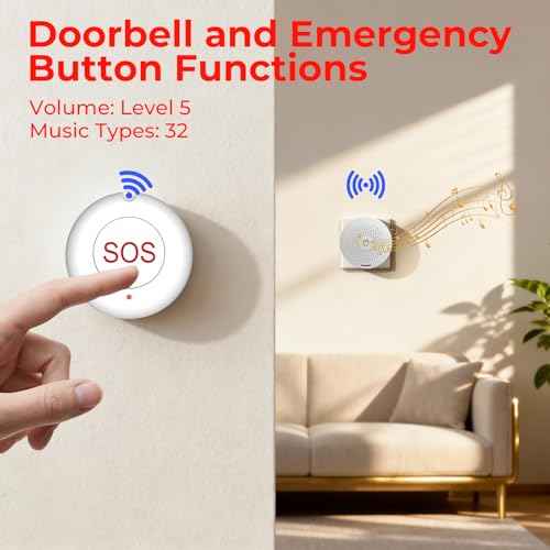 Caregiver Pager Elderly Alert Call Button Life Alert Systems for Seniors no Monthly Fee for Elderly/Patient/Disabled at Home/Hospital/Clinic