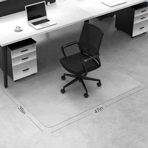 Blvornl Office Chair Mat for Hard Wood Floor, Sturdy Plastic Protector Floor Mat for Office Chairs, Rectangle Transparent PVC Computer Hard Floor Chair Mat for Desk, Office, Home (Clear, 39 X 47in)