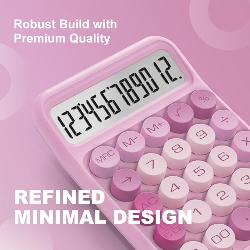 Pink Mechanical Switch Calculator with Large LCD & Big Buttons - Office & School Desk Accessory