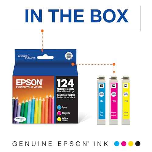 EPSON 124 DURABrite Ultra Ink Standard Capacity Color Combo Pack (T124520-S) Works with Stylus NX-125, NX-127, NX-130, NX-230, NX-330, NX-420, NX-430, WorkForce WF-320, WF-323, WF-325, WF-435