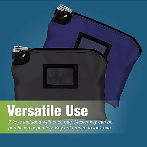 BankSupplies Laminated Nylon Locking Deposit Bag - Black - 15W x 11H - 2 Keys Included for Each Bag - HIPAA - Puncture Resistant Laminated Nylon - Double Stitched Seams
