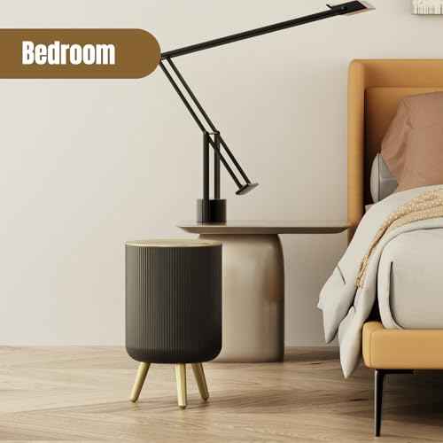 URALFA Motion Sensor Trash Can with Lid, Touchless Bathroom Garbage Can with Legs, Automatic Office Trash Can with Lid for Near Desk, Restroom Small Garbage Can,2.4 Gallon,Black