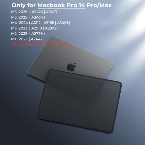 BlueSwan Frosted Black Anti-Cracking MacBook Pro 14-inch Case for M1-M5 Models