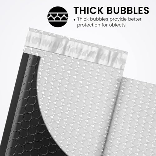 Fuxury Black Bubble Mailers 4x8 Inch - Waterproof Padded Envelopes, 100 Pack - Small Business Shipping Supply