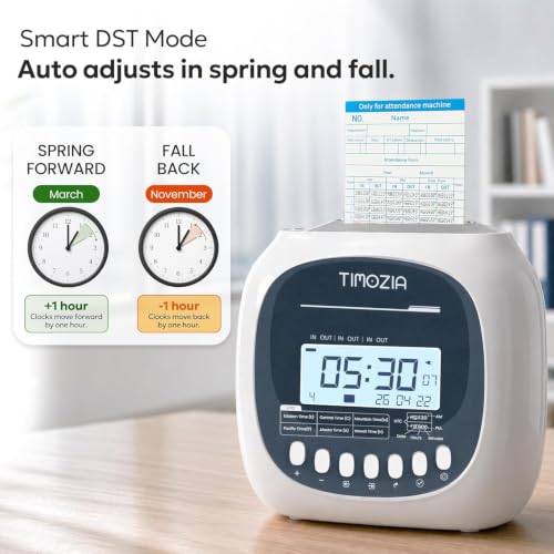 Off White Employee Time Clock with 4-Inch LED Screen, U.S. Time Zone Support