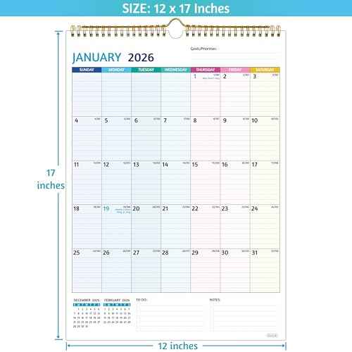 Wall Calendar 2026-2027 ? Calendar 2026-2027 Wall, 18 Monthly Calendar, Jan 2026 - Jun 2027, 12 x 17 In, 2026 Calendar with Large Blocks, Thick Paper, Holidays, To-do £¦ Notes, Great for Organizing