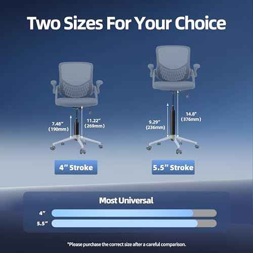7 Inches to 11 Inches Short Office Chair Cylinder Replacement, 4" Stroke, Heavy Duty 1000 lbs, Lower the Seat Height by 2", Fit for Office Chair High Base Short Person, Class 4 (Sinking 2.4")
