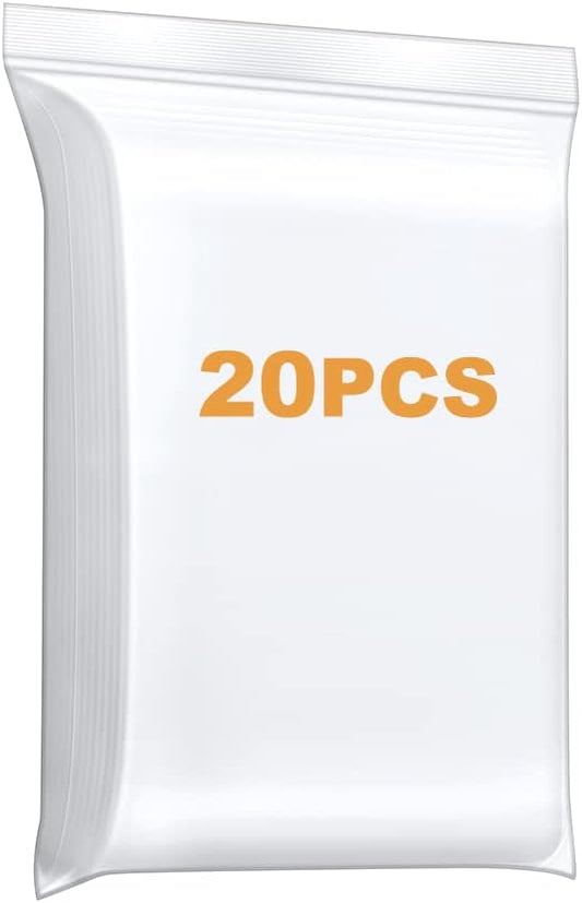 Thick 5 Mil Clear Zip Plastic Bags - Heavy-Duty Reclosable Storage Bags for Cards & Snacks | 20-Pack, 7 x 9 Inches