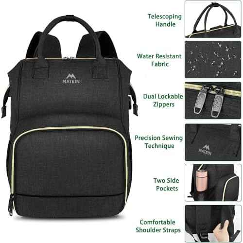 MATEIN Lunch Backpack for Men Women, 17 Inch Large Insulated Cooler Backpack with USB Charging Port, Water Resistant Lunch Box Back Pack Travel Laptop for Men Teacher Work Picnic College Nurse, Black