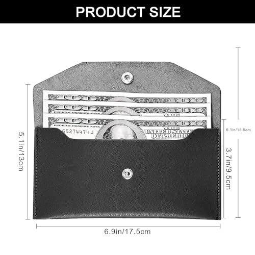 Nolcha Reusable Pu Leather Cash Envelope Wallet Black Men Women