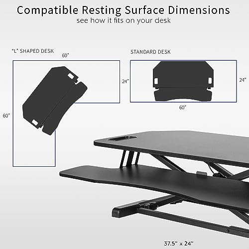 VIVO Black 38-Inch Corner Standing Desk Converter - DESK-V000KL