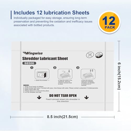 12-Pack Shredder Lubricant Sheets for All Shredders