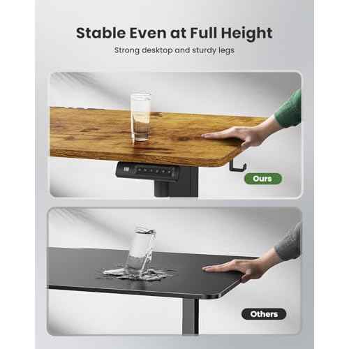 Marsail Standing Desk Adjustable Height Stand up Home Office Desk,? 48x24 Inch Electric Standing Computer Desk, with 4 Memory Presets, Headphone Hook,Cable Organizer, Rustic Brown
