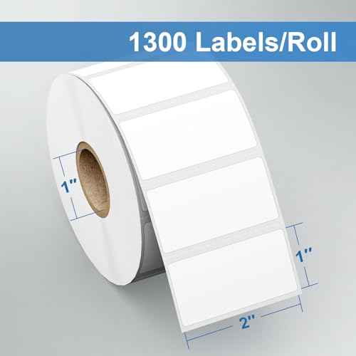 12 Rolls 2" x 1" Direct Thermal Labels, 1300 Labels/1 Rolls, Compatible with Zebra, Rollo, Nelko, Munbyn, Jadens Thermal Label Printer, Commercial Grade, Permanent Adhesive