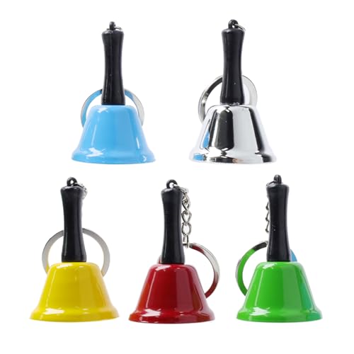 5PCS Hand Call Bell Set with Keychain - Wedding & Party Decoration, Dinner & Christmas Jingle Bells