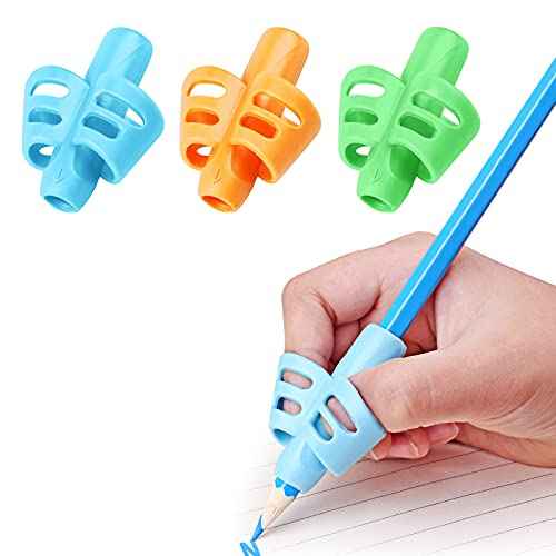 Pencil Grips, Pencil Grips for Kids Handwriting, Children Pen Writing Aid Grip Set Posture Correction Tool for Kids Preschoolers Children, Hollow Ventilation Design, 3 Pack