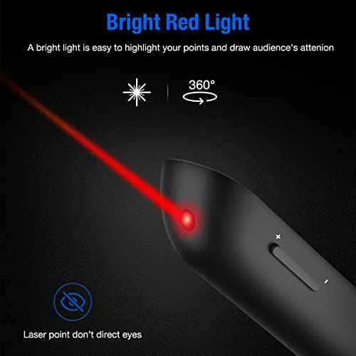 Presentation Clicker Compatible with Bluetooth and RF 2.4GHz Dual Modes Red Light, Wireless Presenter Remote Control for Powerpoint Presentations Pointer Slide Clicker for Mac Computer Powered by AAA