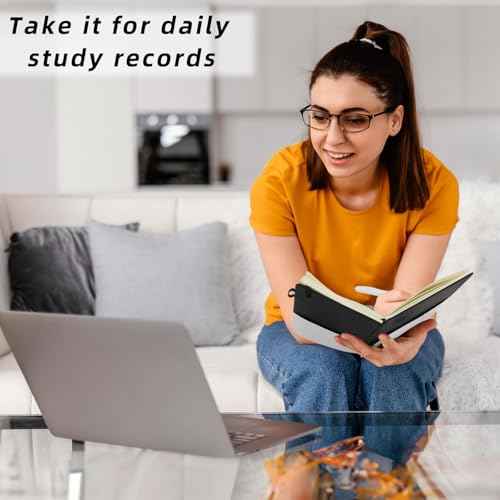 Coopay 12 Pack A5 Journal Notebook with 12 White Pens Bulk Classic Ruled Hardcover Leather Journal Set with Pen Holder for Men Women Writing Office Home School Business, 100GSM, 8.3¡± x 5.5¡± (Black)